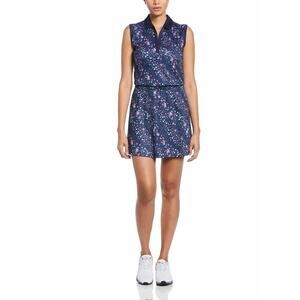 Callaway Opti-Dri Floral Print Sleeveless Mini Golf Dress Navy Women's Size XL